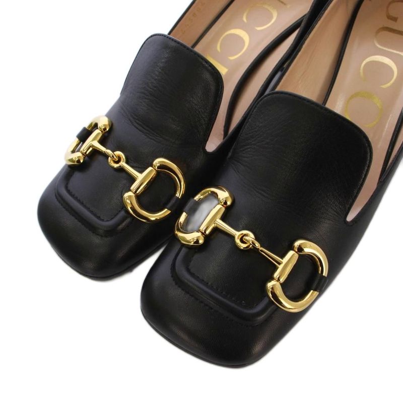 Gucci Malaga Kid Nero Horsebit Loafers Leather 37 Black