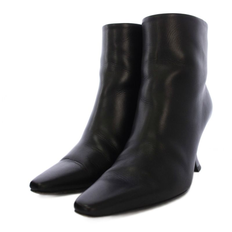 Bottega Veneta Short Boots Chunky Heel Leather 37 Black