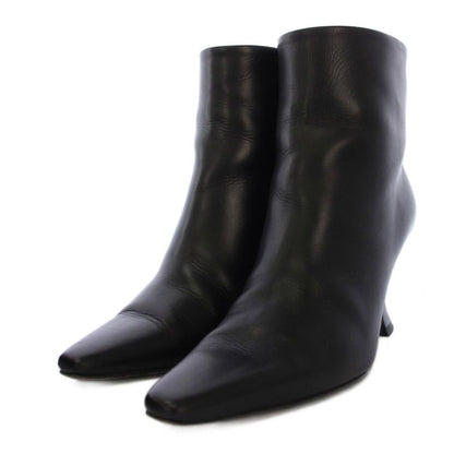 Bottega Veneta Short Boots Chunky Heel Leather 37 Black