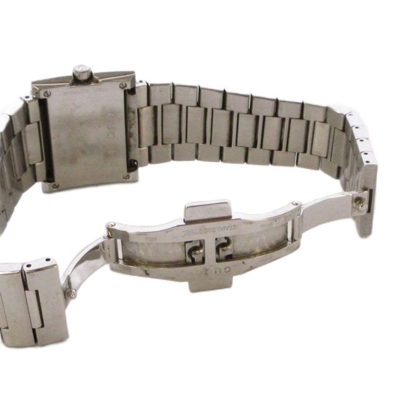 Gucci Rectangle Watch Quartz Analog 2 Hand Stainless Steel Silver Color White YT