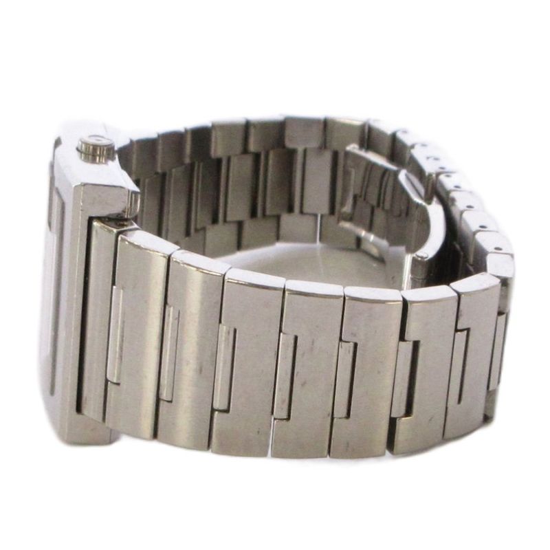 Gucci Rectangle Watch Quartz Analog 2 Hand Stainless Steel Silver Color White YT