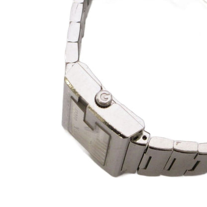 Gucci Rectangle Watch Quartz Analog 2 Hand Stainless Steel Silver Color White YT