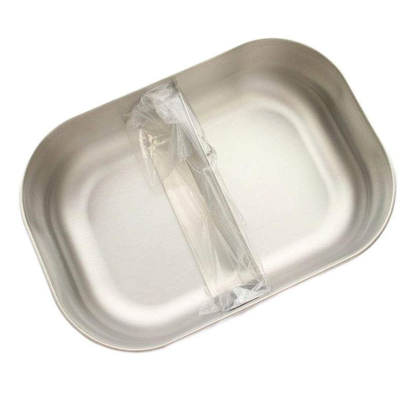 Prada Black Blum Stainless Steel Lunch Box Large Box Large Box with Fork and