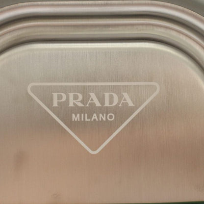 Prada Black Blum Stainless Steel Lunch Box Large Box Large Box with Fork and