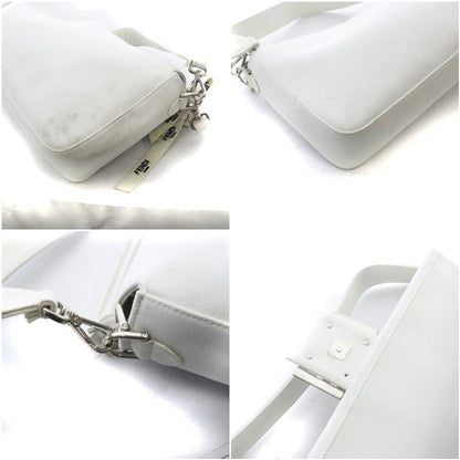 Fendi One Handle Shoulder Bag 2-Way Canvas White