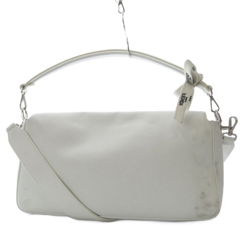 Fendi One Handle Shoulder Bag 2-Way Canvas White