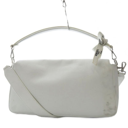 Fendi One Handle Shoulder Bag 2-Way Canvas White