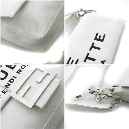 Fendi One Handle Shoulder Bag 2-Way Canvas White