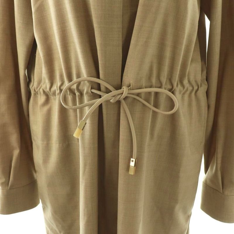 Max Mara Virgin Rusha Ring Waist Long Shirt Dress 36 Mocha Beige ES