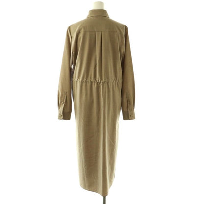 Max Mara Virgin Rusha Ring Waist Long Shirt Dress 36 Mocha Beige ES