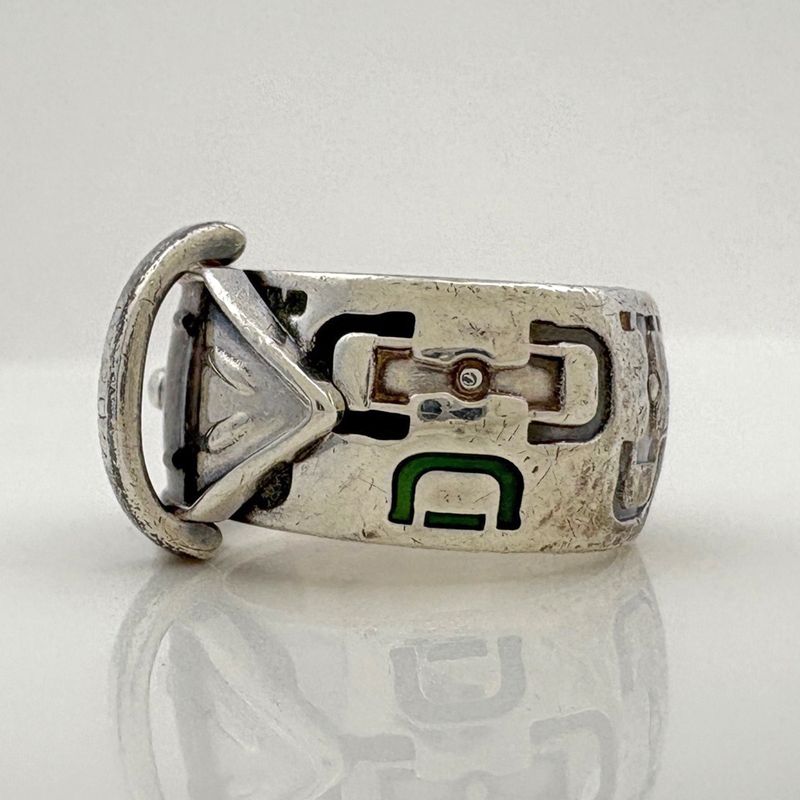 Gucci Belt Motif Ring Horsebit . Silver
