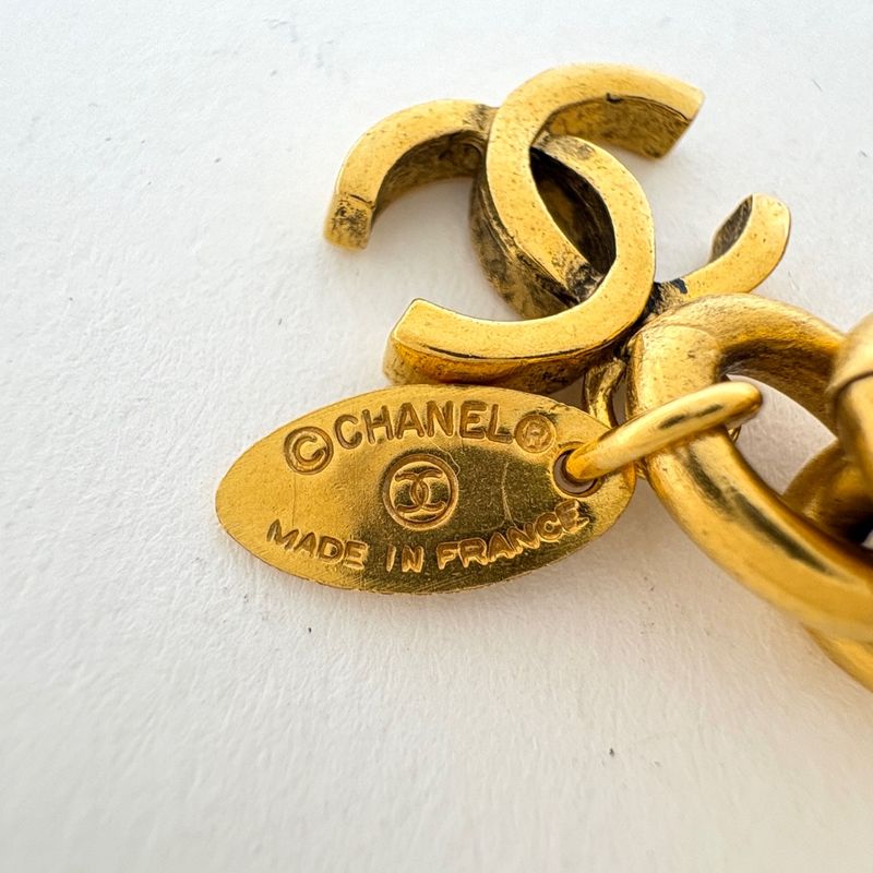Chanel CC Logo Necklace CC Mark Round Gold Plated