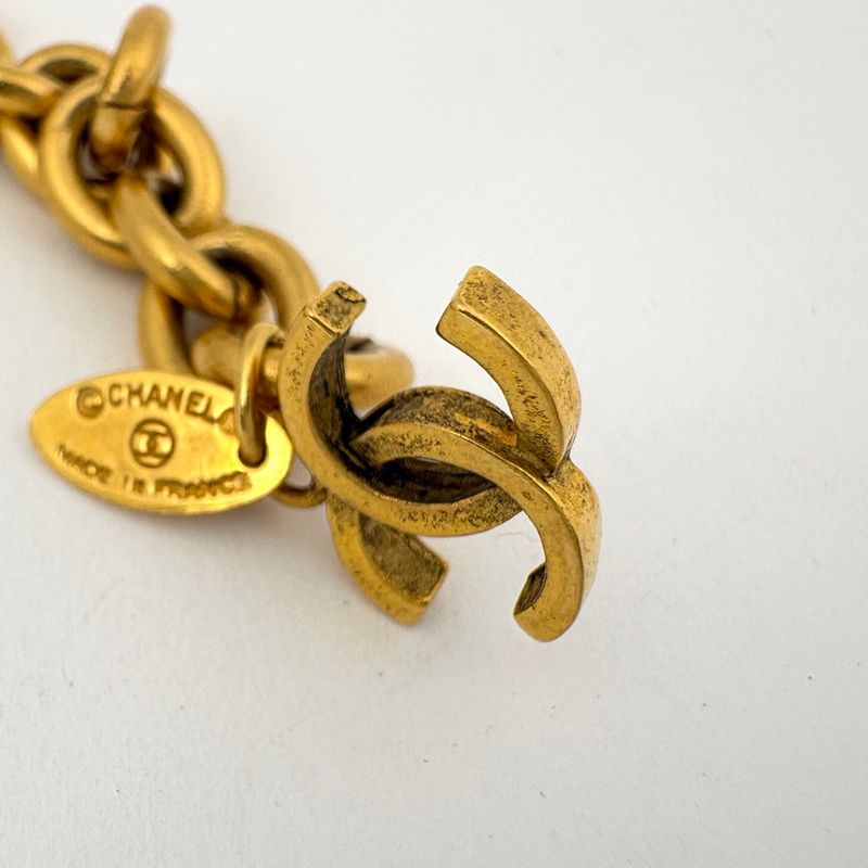 Chanel CC Logo Necklace CC Mark Round Gold Plated