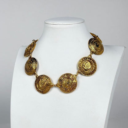 Chanel CC Logo Necklace CC Mark Round Gold Plated