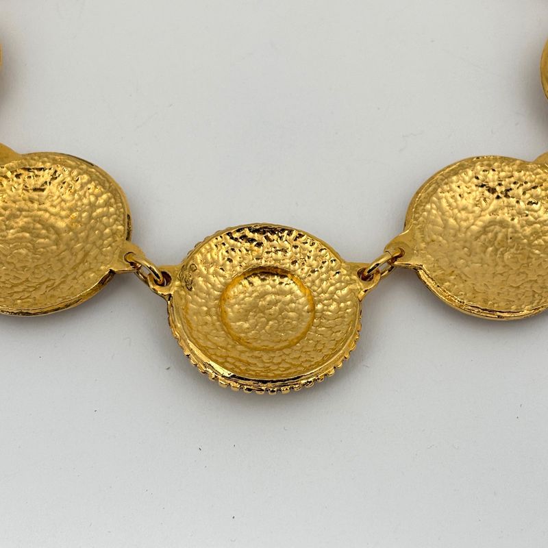 Chanel CC Logo Necklace CC Mark Round Gold Plated