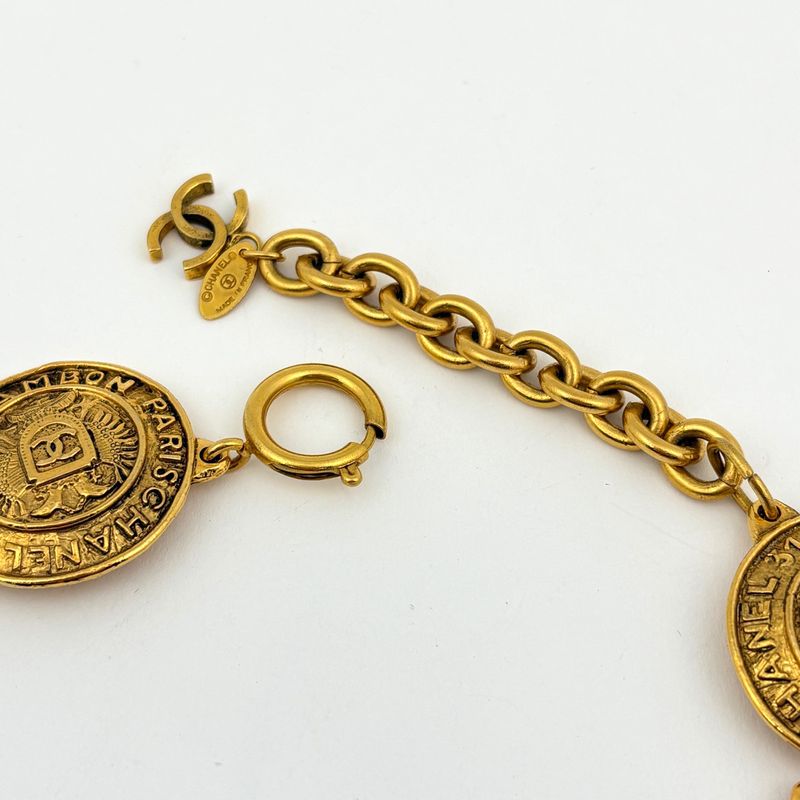 Chanel CC Logo Necklace CC Mark Round Gold Plated