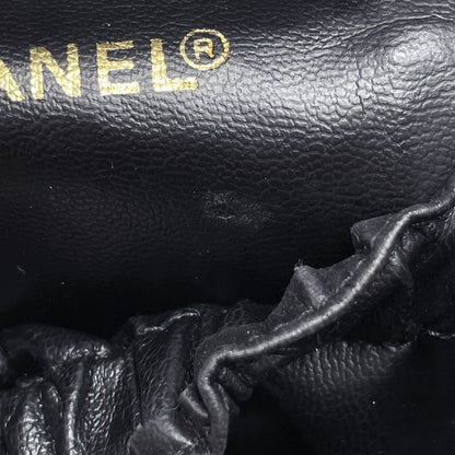 Chanel CC Logo Vanity Bicolor Makeup Pouch Leather Black