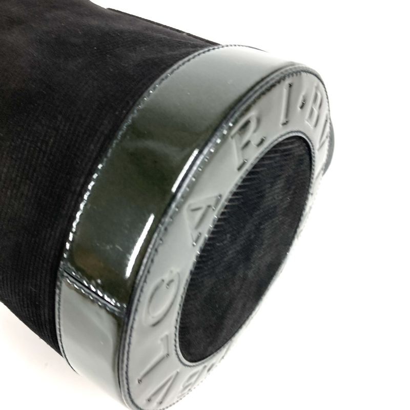 Bvlgari Shoulder Bag Logo Drum Enamel Black