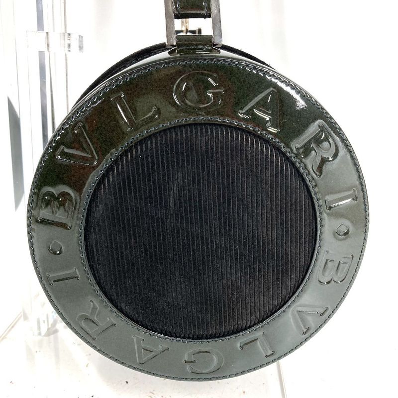Bvlgari Shoulder Bag Logo Drum Enamel Black