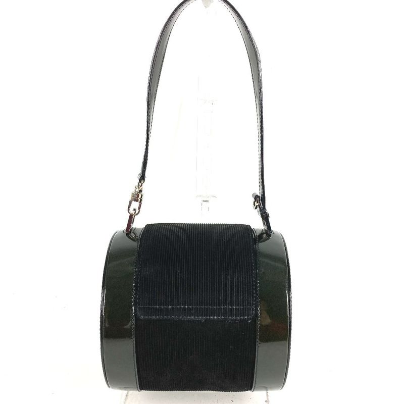 Bvlgari Shoulder Bag Logo Drum Enamel Black