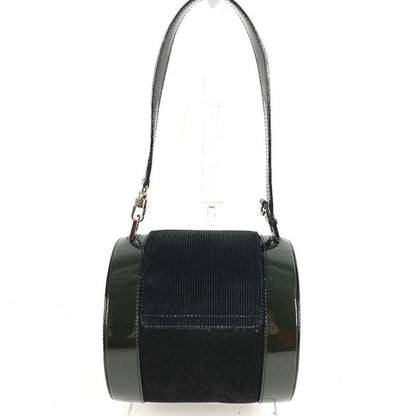 Bvlgari Shoulder Bag Logo Drum Enamel Black