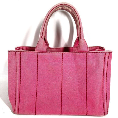 Prada Shoulder Bag Logo Canapa Mini Canvas Pink