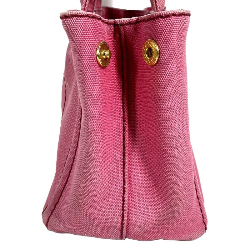 Prada Shoulder Bag Logo Canapa Mini Canvas Pink