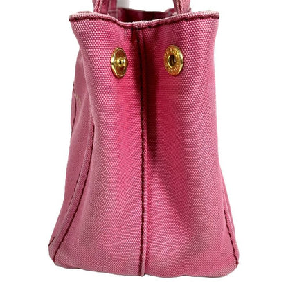 Prada Shoulder Bag Logo Canapa Mini Canvas Pink