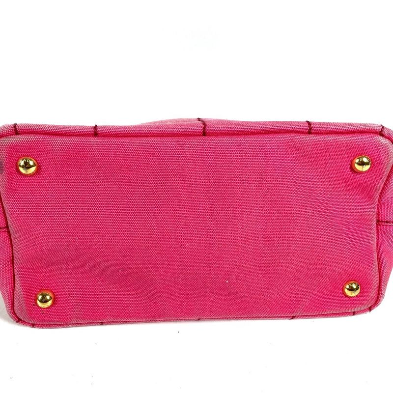 Prada Shoulder Bag Logo Canapa Mini Canvas Pink