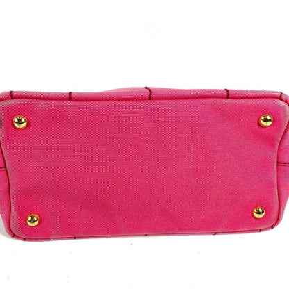 Prada Shoulder Bag Logo Canapa Mini Canvas Pink