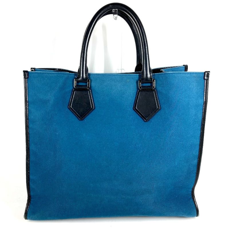 Dolce & Gabbana Shoulder Bag Logo Leather Canvas Blue