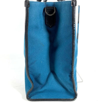 Dolce & Gabbana Shoulder Bag Logo Leather Canvas Blue