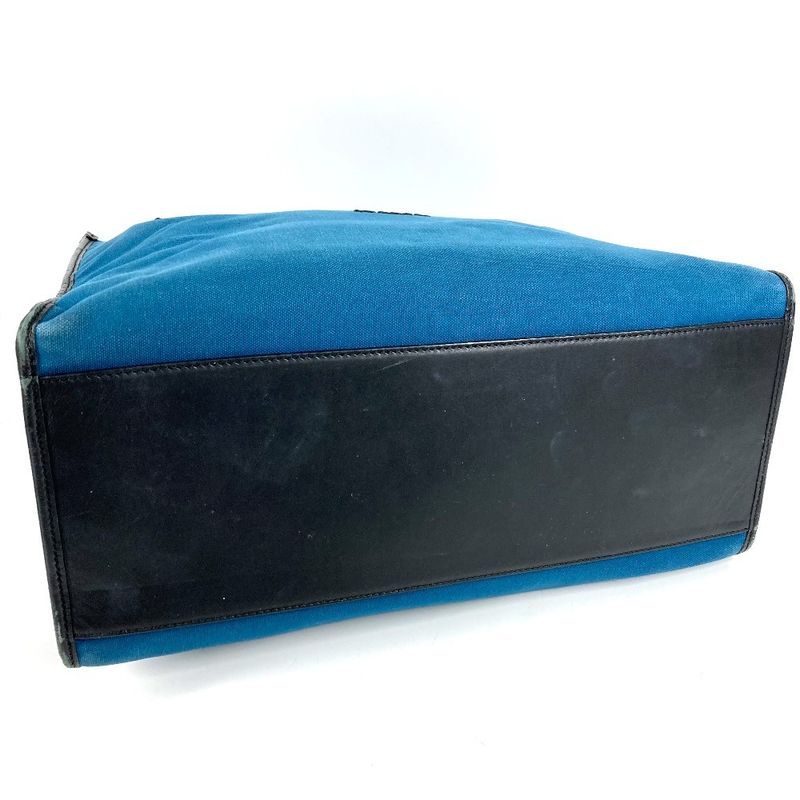 Dolce & Gabbana Shoulder Bag Logo Leather Canvas Blue
