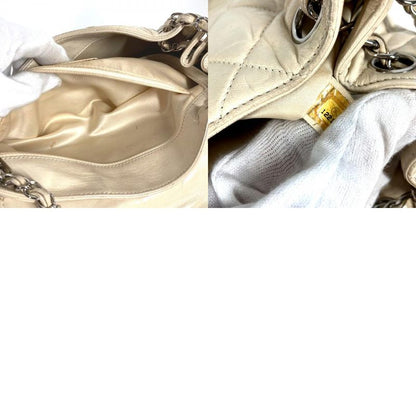 Chanel Shoulder Bag CC Logo Quilted Leather Beige