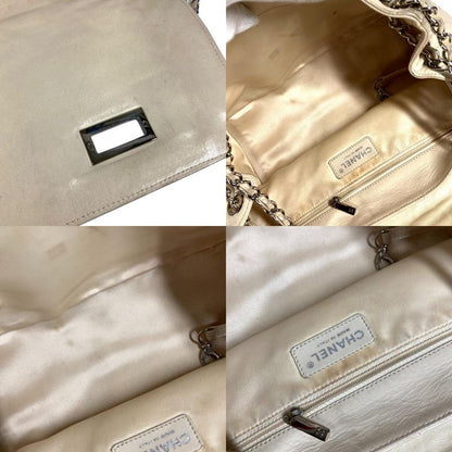 Chanel Shoulder Bag CC Logo Quilted Leather Beige