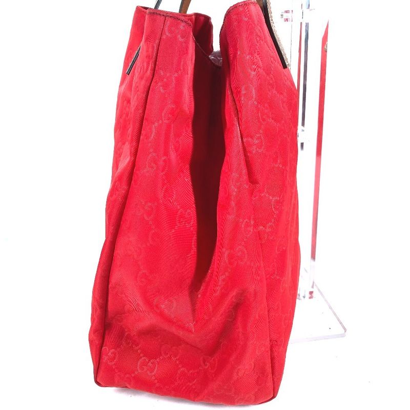 Gucci Shoulder Bag Logo GG Leather Nylon Red