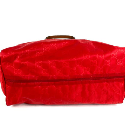 Gucci Shoulder Bag Logo GG Leather Nylon Red