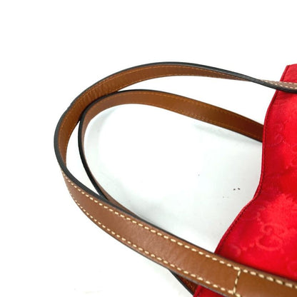 Gucci Shoulder Bag Logo GG Leather Nylon Red