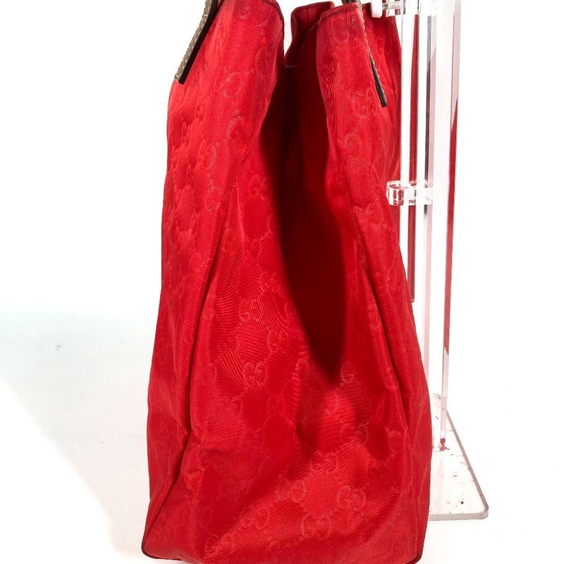 Gucci Shoulder Bag Logo GG Leather Nylon Red