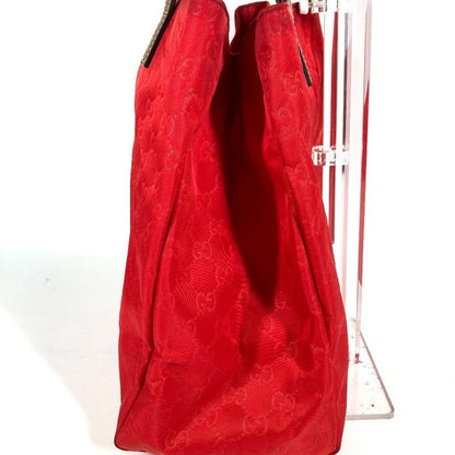 Gucci Shoulder Bag Logo GG Leather Nylon Red