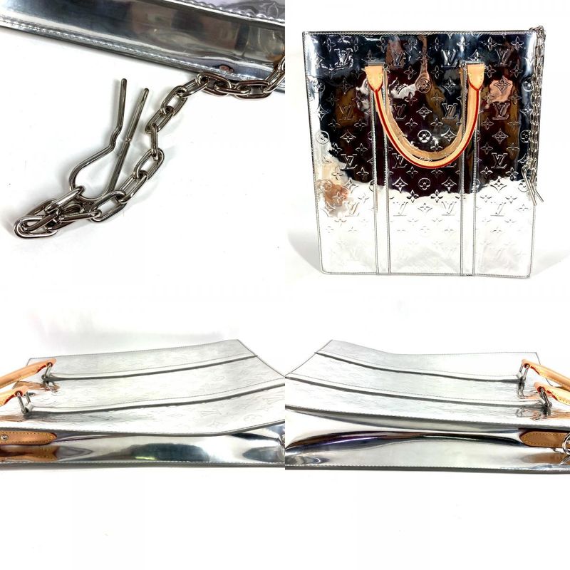Louis Vuitton Handbag Sac Plat Leather Silver