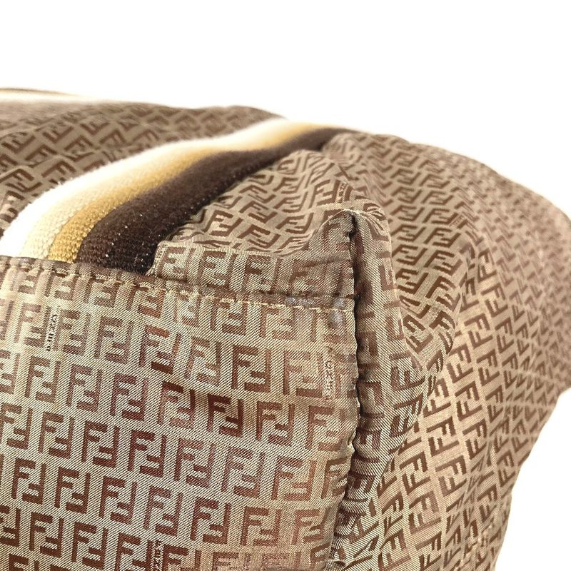 Fendi Shoulder Bag Logo Zucchino Nylon Beige