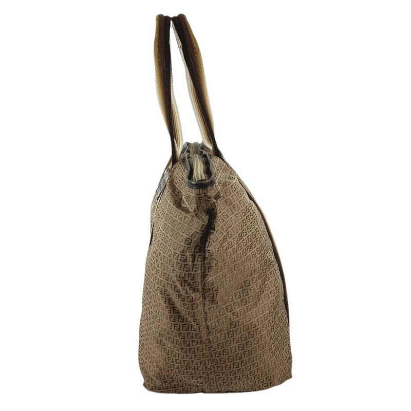 Fendi Shoulder Bag Logo Zucchino Nylon Beige