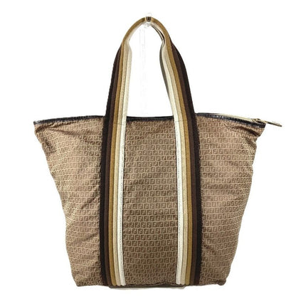 Fendi Shoulder Bag Logo Zucchino Nylon Beige