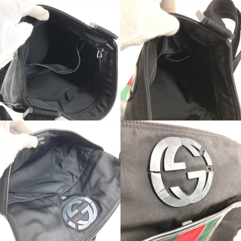 Gucci Shoulder Bag GG Logo Nylon Black