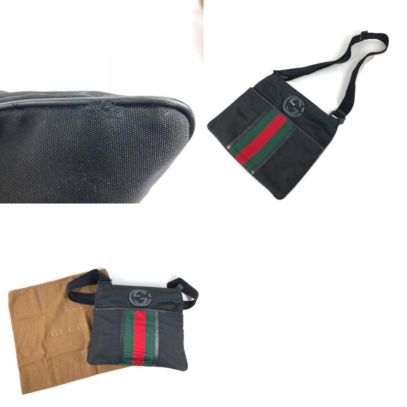 Gucci Shoulder Bag GG Logo Nylon Black