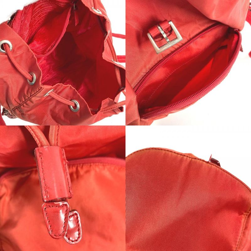 Prada Backpack Sac Triangle Logo Nylon Red