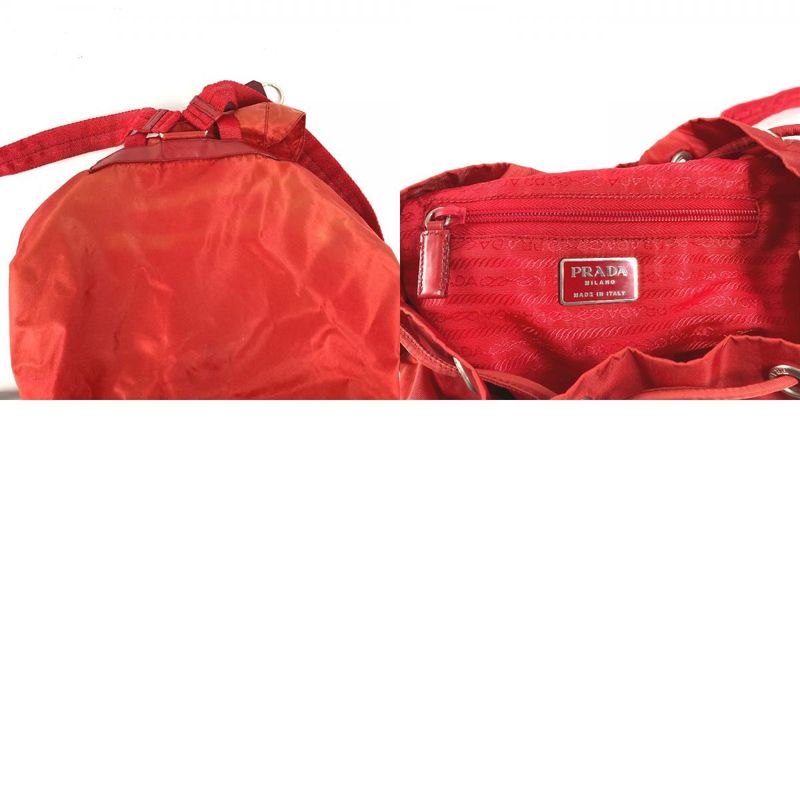 Prada Backpack Sac Triangle Logo Nylon Red