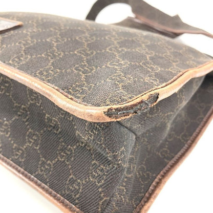 Gucci Shoulder Bag GG Logo Leather Canvas Brown