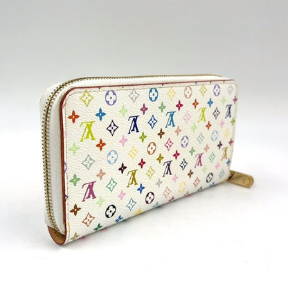 Louis Vuitton Zippy Wallet Monogram Multicolor Blanc White Round Gold